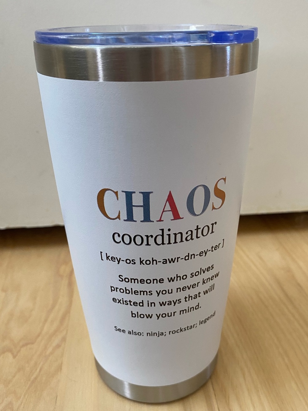 NWOT Teacher Coffee Thermos Chaos Coordinator Travel Coffee Cup